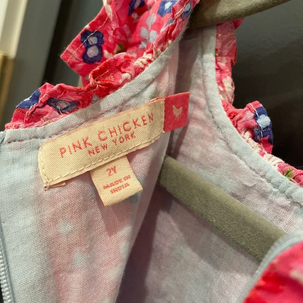 Pink Chicken Gingham + Floral dress 2T - Picture 3 of 3